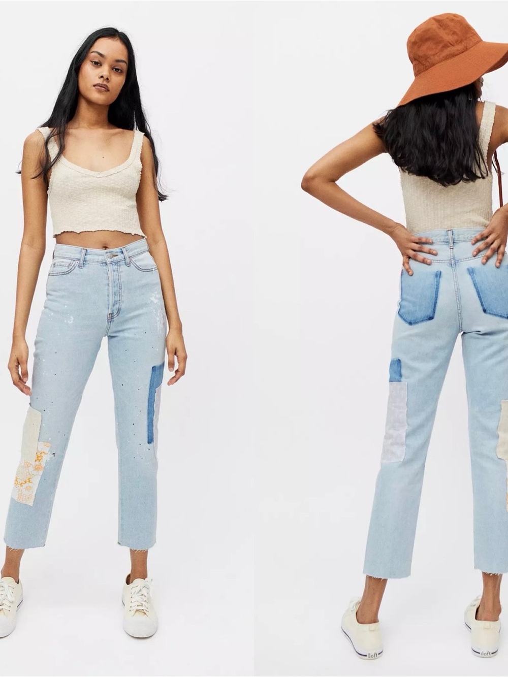 Urban Outfitters BDG High Rise Slim Straight Denim Jean Floral Patchwork Size 27